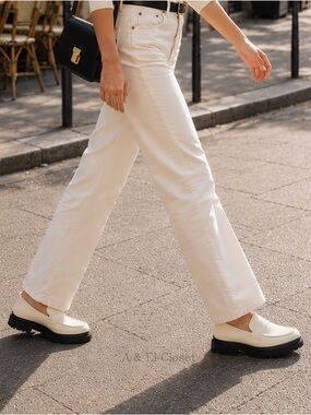 Quince Italian Leather Lug Sole Loafers Bone Ivory Platform Shoes Size 6.5 NWB